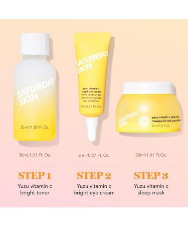 Saturday Skin 3-Piece Skin Care Set Yuzu Vitamin C Sleep Mask Yuzu Vitamin C Bright Toner and Eye Cream Overnight Facial Masks Korean Beauty Best Vitamin C Skincare Set - Buy Online on GoSupps.com