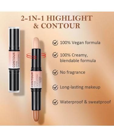 Vegan Highlighter & Contour Pencil - Dual End Shimmering Stick for Universal Contouring & Brightening - Buy Online on GoSupps.com