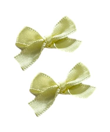 Muloo 2pieces Ribbon Bow Hair Clip Hair Barrette Hair Bow Headpieces Winter Bow French Barrette Headwear Hair Accessories Light Yellow