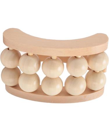 Wooden Massage Roller with 10 Beads - Deep Tissue Stress Relief Handheld Massager for Neck & Foot - Buy Online on GoSupps.com