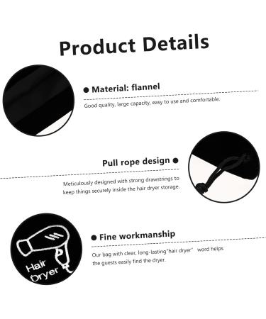 Healeved 4 Pcs Hair Dryer Storage Bag Hair Straightener Bag Wig Bags Hair Dryer Travel Bag Tool Flannel Black - Buy Online on GoSupps.com