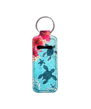 Bulopur Tropical Flower Turtle Lip Balm/Chapstick/Lipstick Holder Keychain Lipstick Holder Keychains Chapstick Tracker and Safeguard