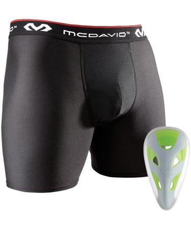 McDavid Performance Adult Boxer Brief Shorts with FlexCup Athletic Protection, Moisture Wicking & Cooling - Adult Sizes Large