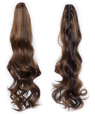 Silk-co 24 inches Claw on Hair Extensions Ponytail Clip in Pony Tail Long Hair Piece Wavy Curly Synthetic Chocolate Brown&Brown 24inch (Pack of 1) Chocolate Brown&Brown - Buy Online on GoSupps.com