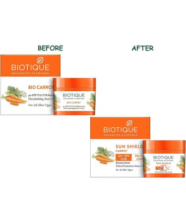 Biotique Carrot SPF 40 Sun Cream for Face and Body - UVA and UVB Sunscreen - Buy Online on GoSupps.com