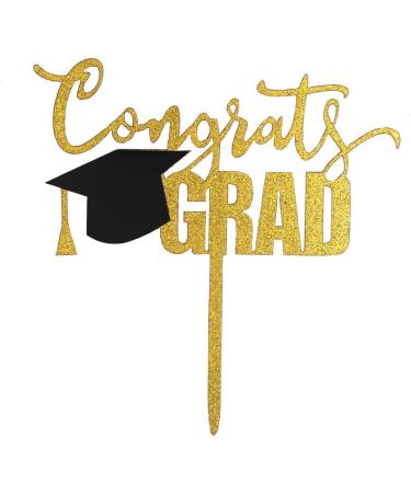 Gold Congrats Grad Cake Topper Acrylic Graduation Topper for Graduation/Grad Party Decorations - Buy Online on GoSupps.com