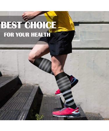 Actinput Compression Stockings for Men & Women - 4 Pairs Colorful Support Socks for Sports Travel & Nursing - Size L-XL Black - Buy Online on GoSupps.com