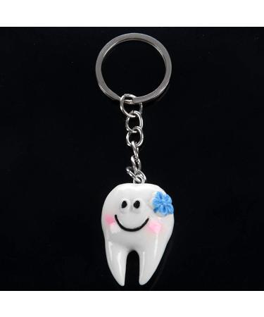 HOSATIGER 20-Piece Cute Dental Keychain Set - Adorable Tooth Shape Keyrings for Gifts - Perfect for Dental Lovers - Buy Online on GoSupps.com