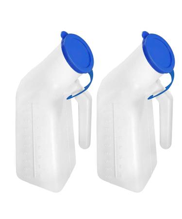 AZMAZ Urinals for Men Portable 32 oz / 1000 ml Bedside Urinal Bottle for Medical Travel Camping Use Thick Plastic Urinal for Men with Pee Measurement Scale – 2 Pack