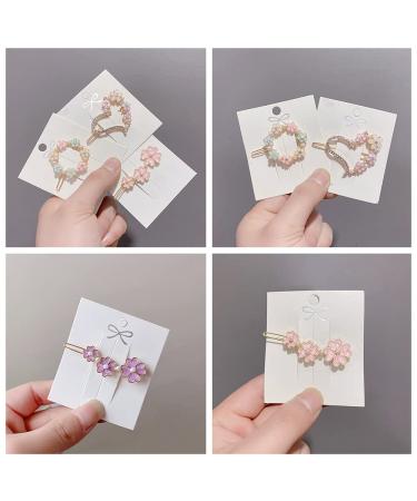 7Pcs Rhinestone Flower Hair Clips and Heart Shape Pins Set for Women - MGPFERD Girl Bangs Clips Hair Accessories - Buy Online on GoSupps.com