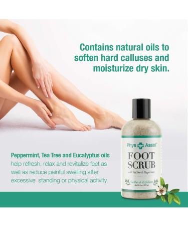PhysAssist Foot Scrub 8 oz. with Tea Tree & Peppermint - Soothing Exfoliation for Calm & Refreshed Feet - Buy Online on GoSupps.com