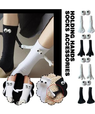 AYFFDIYI Couple Holding Hands Socks Set - Magnetic Hand Suction 3D Doll Design - Unisex Black Couple Socks - Buy Online on GoSupps.com