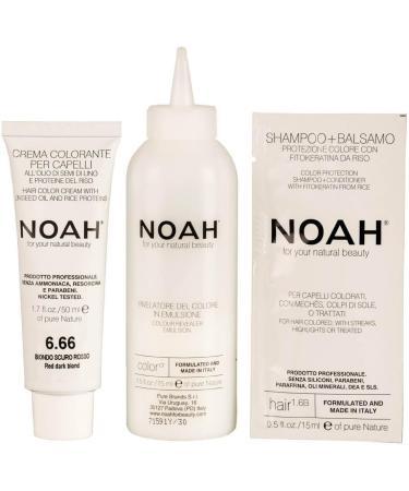  Noah Noah Natural 6.66 Permanent Hair Colour for Dark Blonde with Rice Protein and Linseed Oil 140 ml - Buy Online on GoSupps.com