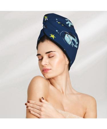 Space Dinosaur Microfiber Hair Towel - Super Absorbent Coral Velvet Wrap for Long Curly & Thick Hair - Quick Dry Hair Cap for Women - Buy Online on GoSupps.com