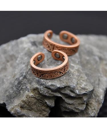 Vicmag Magnetic Copper Rings for Women - 4X Strength, 3500 Gauss Magnets, Adjustable, 100% Solid Pure Copper - 2PCS Set in Jewelry Gift Box (Copper Life Tree) - Buy Online on GoSupps.com