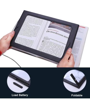 Magnifier with Light 3X Full-Page Magnifying Glass A4 Rectangular Hands-Free Foldable Rectangular with 4 Lights LED Magnifying Glass Used for Reading Small Print Books Newspapers Vision - Buy Online on GoSupps.com