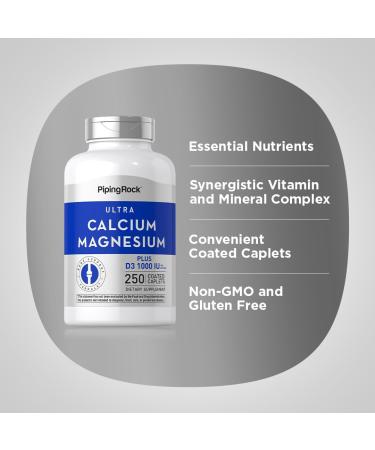 Piping Rock Calcium Magnesium with Vitamin D3 | 250 Caplets | Bone Support Complex - Buy Online on GoSupps.com