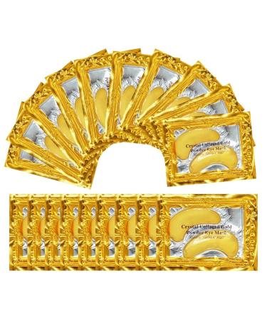 30 Pair Collagen Crystal 24k Gold hydrating Under Eye Gel Face Mask for Anti Aging Wrinkle Dark Circles Puffy Eyes Vegan & Cruelty-Free Self Skincare Day & Night Treatment