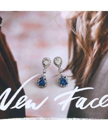 Vintage Sapphire Drop Earrings | Oval Blue Crystal Teardrop Jewelry for Women | Silver Rhinestone Studs & Wedding Gifts - Buy Online on GoSupps.com