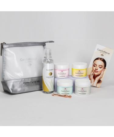 Concha Nacar Kit De Cremas Para Mujer - Brightening Mask  Vitamin E Cream  Day Cream  Cleansing Cream  Clarifying Toner  Eye Roller  Beauty Bag - Anti Aging Skin Care Set for Women