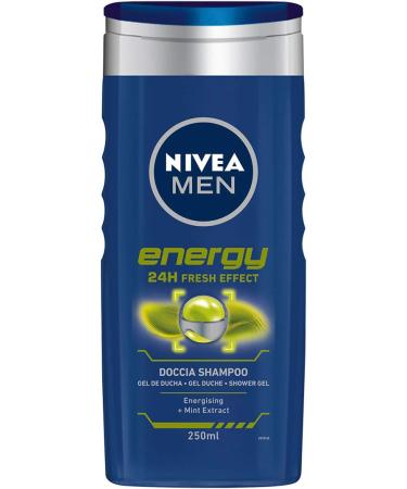 NIVEA MEN Energy Shower Shampoo 6 x 250 ml Men's Shower Revitalizing Body Face Hair Shower and Refreshing Men's Shampoo Mint Extract - Buy Online on GoSupps.com