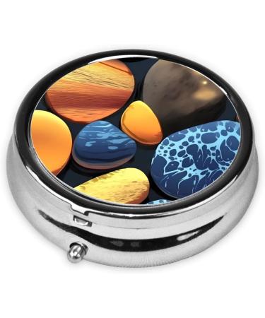 Yellow Pebbles Round Pill Box - 3 Compartment Organizer | Portable Travel Pill Box for International Shipping - Buy Online on GoSupps.com