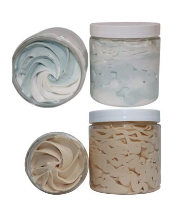 Scented Whipped Body Butter Cream for Men Dry Skin Da Boss-Mahogany Teakwood Scent or Date Night-Amber Noir Scent 1 Pack(8oz)