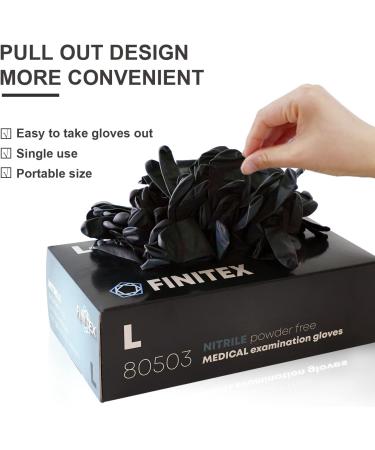 FINITEX Black Nitrile Disposable Gloves 5mil Powder-Free Latex-Free - 100 PCS Large Size for Cleaning and Food Handling - Buy Online on GoSupps.com