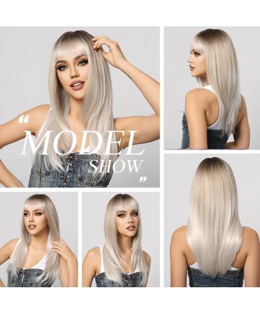 Oefei Pink Brown Ombre Wig | Long Straight Layered Synthetic Heat-Resistant Wig for Daily Wear Parties & Cosplay (Blonde Ombre 1130-1) - Buy Online on GoSupps.com
