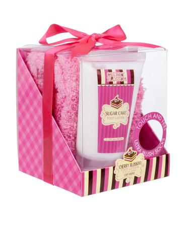 2 Piece Ladies Relaxing Cherry Blossom Gift Set Includes Foot Lotion and Ultra Plush Cosy Socks - Complete with a Pink Gift Box and Bow Ribbon