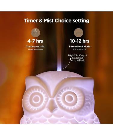 Inrorans 200ml Ceramic Owl Aromatherapy Diffuser | Ultrasonic Cool Fog Essential Oil Humidifier with LED Night Lights - 7 Color Changing - Buy Online on GoSupps.com