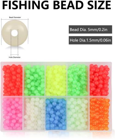 XuuHaa 1000PCS Assorted 5mm Glow Fishing Beads Set - Luminous Bait Eggs & Tackle in 10 Colors - Buy Online on GoSupps.com