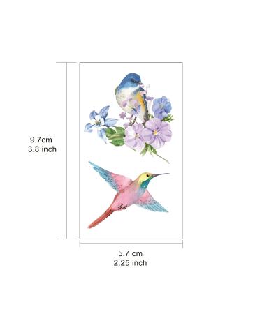 Everjoy Watercolor Flowers Birds Temporary Tattoos - 20 Pcs | Waterproof Designs for Women and Men - Buy Online on GoSupps.com