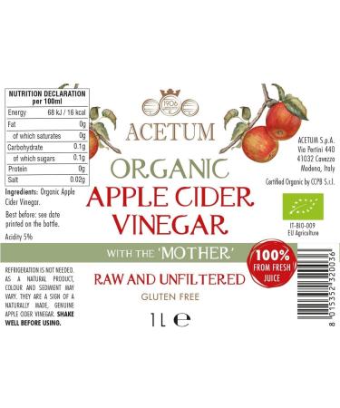 ACETUM DE MODENA Apple cider vinegar environmentally friendly without preservatives or preservatives Bio unfiltered and unpasteurized 2L 2 bottles 1 l The best for your health - Buy Online on GoSupps.com