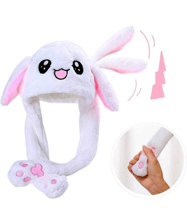 Cute Plush Rabbit Jumping Hats for Girls & Women - Fuzzy Winter Caps - Stitch Blue - Kids 30x50cm - Buy Online on GoSupps.com