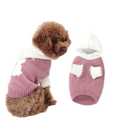 Dog Hoodie Winter Sweater for Small Dogs Pet Cute Hoodie Thickened Puppy Clothes(82W971 Pink-L) Pink L
