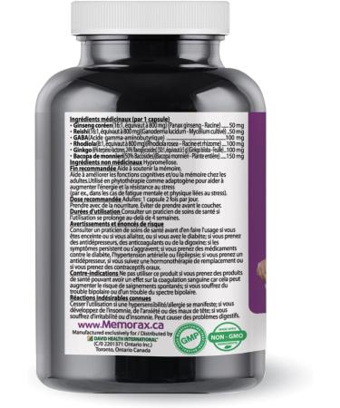 Memorax 4.0 - Brain Supplement - Bacopa Monnieri Ginkgo Biloba Rhodiola GABA Reishi and Panax Ginseng - Supports Cognitive Function & Memory Non-GMO Gluten Free Soy & Dairy Free (60 Veggie Capsules) - Buy Online on GoSupps.com