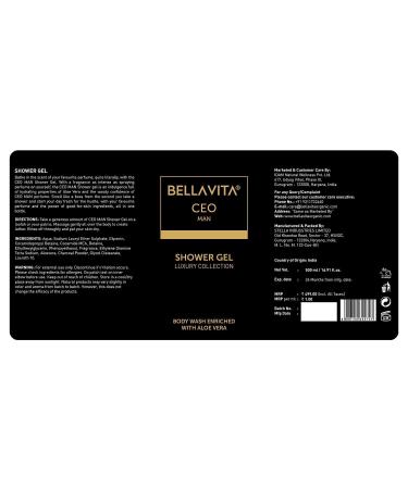 RUVYAA Bella Vita Luxury CEO MAN Body Wash Refreshing Shower Gel for Deep Cleansing Hydrating & Moisturising Skin with Aloe Vera and Charcoal Powder 500 ML - Buy Online on GoSupps.com