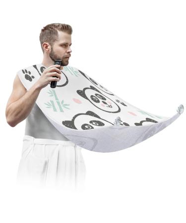 Panda Beard Bib Apron Beard Bib Hair Catcher for Men Shaving and Trimming Non-Stick Waterproof Beard Cape Grooming Cloth with 2 Suction Cups Gifts for Men
