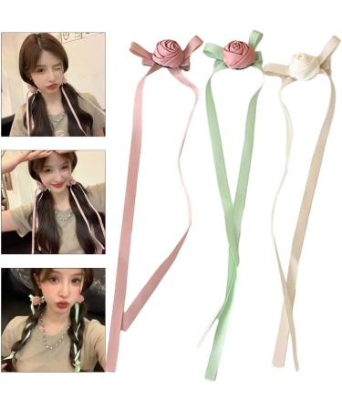 hgnxa Long Ribbon Rose Hair Clip for Hot Girls Flower Shape Hair Barrettes Sweet Color Ponytail Hair Barrettes for Teens Girls - Buy Online on GoSupps.com