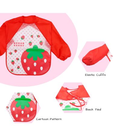 FILOWA 4PCS Baby Feeding Bibs with Long Sleeves | Waterproof Coverall Aprons for Infant Girls 6-36 Months | Pink/Red - Buy Online on GoSupps.com