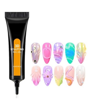 yztju 3D Nail Sculpting Gel Long-Lasting Beauty Products 15ml Adhesive Glue for Nail Art and Rhinestones - For Beginners Professionals Rhinestone Salon Party Holiday Wedding