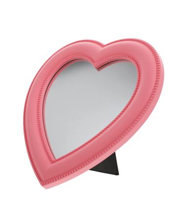 VOSAREA Heart Shaped Mirror Pink Vanity Mirror Multiple Use Make Up Mirror for Wall Desktop Coquette Room Decor Gift for Her