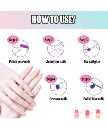 Yoolly 24pcs Short Square False French Tip False Nails Stick on Nails Glitter Press on Nails Removable Glue - on Fake Nails Acrylic Full Cover Nails Women Girls Nail Art Accessories (Flash Blue) - Buy Online on GoSupps.com