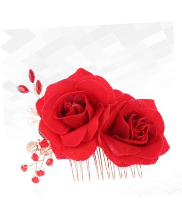 Ipetboom 1pc Headwear for Women Wedding Headpiece for Bride Flower Hair Comb Insert Hair Comb Hair Combs Metal Hair Comb Bridal Hair Comb Hair Pin Flower Head Rhinestones Red Miss - Buy Online on GoSupps.com