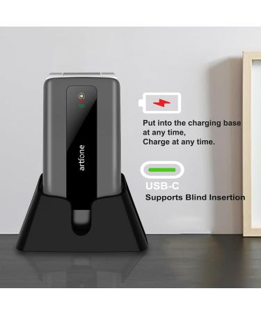 Artfone F30 4G Senior Flip Phone for Elderly - Dual SIM, Easy to Use, SOS Button, Charging Dock - Grey - Buy Online on GoSupps.com