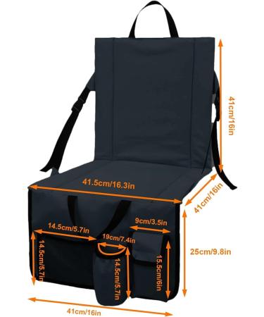 Stadium Seat Cushion | Thick Stadium Seat with Back Support and 4 Pockets Lightweight Waterproof Back Support Picnic Bleacher Seats for Outdoor Black - Buy Online on GoSupps.com