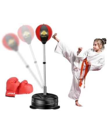 Apoaa Punching Bag for Kids, Adjustable Kids Punching Bag with Stand, Kids Boxing Set with Gloves - Toy Gift for Age 3-12 Boys & Girls