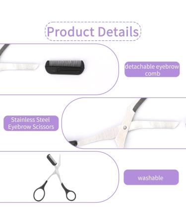 Precision Eyebrow Scissors with Comb - Non-Slip Finger Grips - Men and Women - Black - Buy Online on GoSupps.com