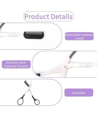 Precision Eyebrow Shears with Comb - Non-Slip Finger Handle Eyebrow Trimmer Scissors for Men & Women | 3 Pack Black - Buy Online on GoSupps.com